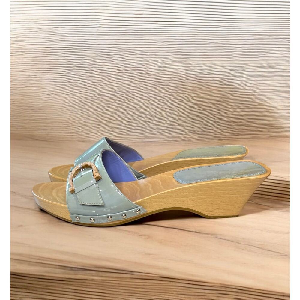 Vintage Ferragamo Gelsomino Patent Calf Leather Slides Size 6B